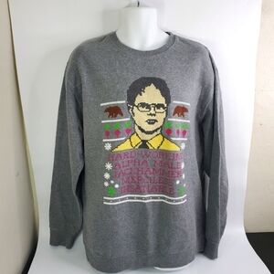 The Office Dwight Schrute Cross Stitch Fair Isle Novelty Christmas Sweatshirt XL